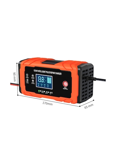 Neevoyu Turuncu 12v10a/24v5a Akıllı Akü Şarj Cihazı, Dijital Ekran, Sıcaklık Algılama, Onarım Fonksiyonu, Avrupa Şarjı, Otomobil-motosiklet Uyumlu