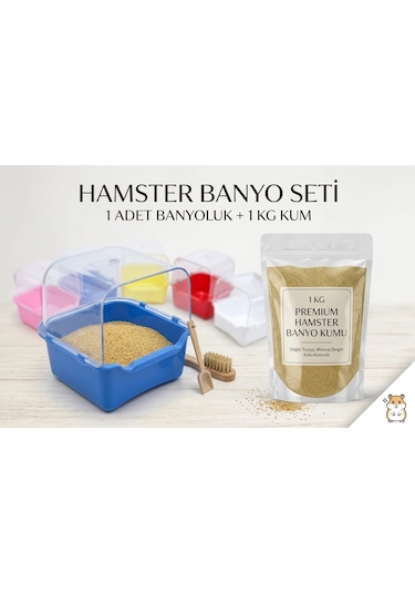 Hamster Banyo Kumu 1 Kg. Ve Banyo Kabı Kemirgen Kumu Seti