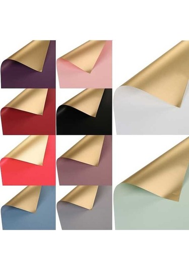 Ulzyvf 20 Adet Su Geçirmez Çiçek Paket Kağıdı - Çift Renk Altın Desenli Hediye Ambalajı Diğer