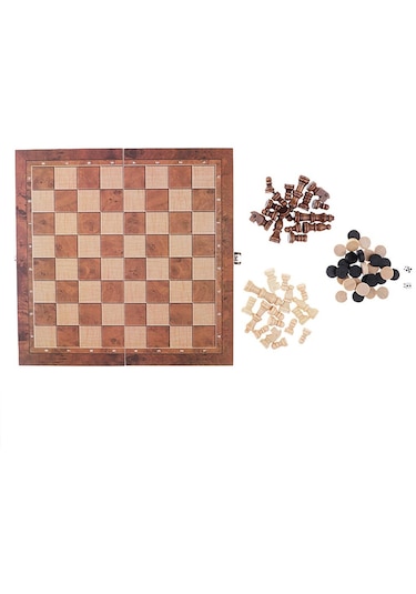 Homyl Katlanır Ahşap Satranç Takımı Oyuncak Karanlık-orman
