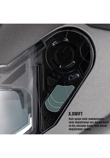 Nexx Y.100 B-Side Kapalı Kask Gri Mat Siyah