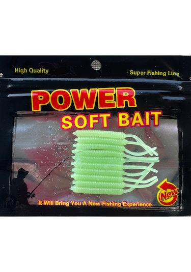 Silikon Kurt 5 Cm 10'lu Paket Yeşil Fosforlu Simli