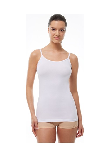 Malabadi Kadın Beyaz Ayarlanabilir Ip Askılı Modal Uzun Atlet 144 Beyaz