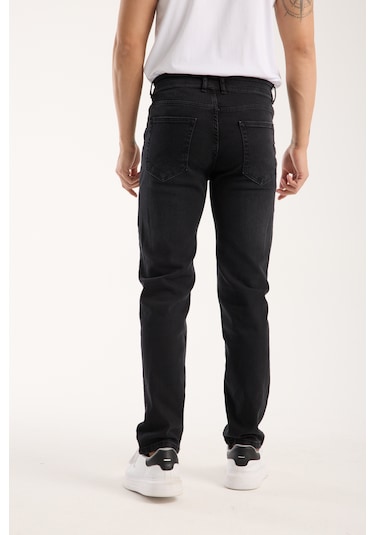 Erkek Pantolon Siyah Regular Fit Fermuarlı Jeans Antrasit