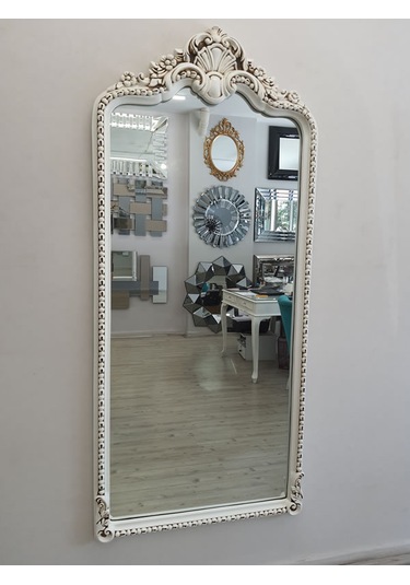 Ayna Denizi Princess Great Aging White Model Eskitme Beyaz Renk Dekoratif Boy Aynası Eskitme Beyaz