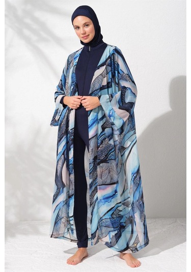 Pierre Cardin Kadın Mavi Desenli Kaftan Pareo 2c3t1n9m80