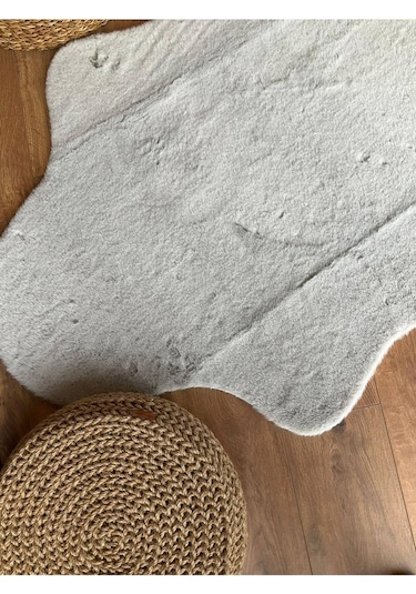 Saraz Halı Tavşan Tüyü Post Peluş Ultra Yumuşak Post Puffy Gri