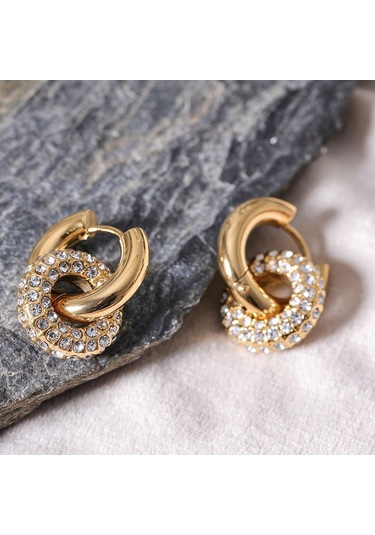 Eetit Narin Parlak Kübik Zirkonya Yuvarlak Paslanmaz Çelik 18 K Altın Rengi Huggie Hoop Küpe Yüksek Kalite Charm Takı Hediye Çok Renkli