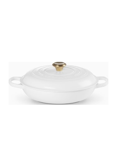 Le Creuset Gourmet Profesyonel Lüks Döküm Tencere Beyaz 30 Cm