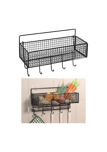 Homyl Tel Sepet, Saklama Sepeti, Duvara Monte Mutfak Için Banyo Siyah