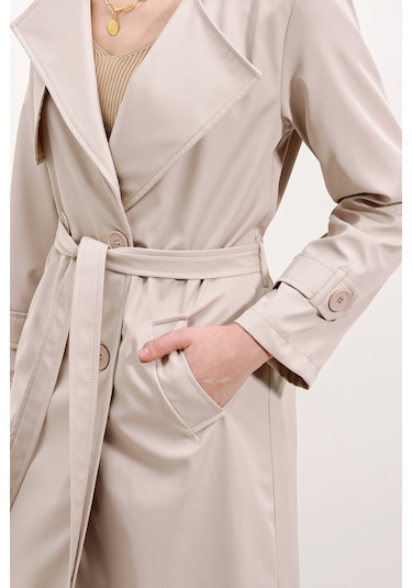 5918 Kruvaze Yaka Trençkot - Bej 5918bgd19-016-14421 001