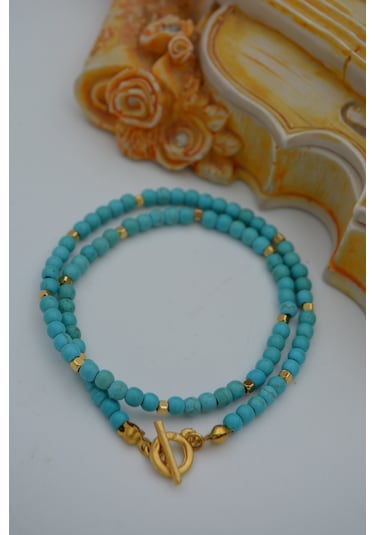 Stoneage Firuze Taşli Bileklik Veya Kisa  Kolye Rose Gold