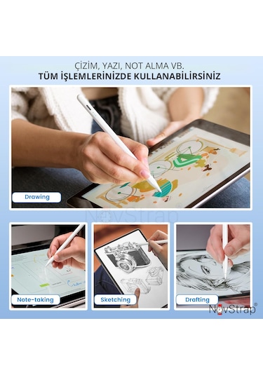 Novstrap Lenovo Tab 10l/nxtpaper/10/10s/7l/7 Lite/tabmax İle Uyumlu Dokunmatik Tablet Kalemi 3.nesil Stylus Pencil