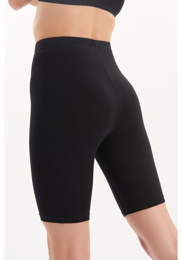 Josejuan Kadın Biker Tayt Kısa Pamuk Likralı 7003 Siyah