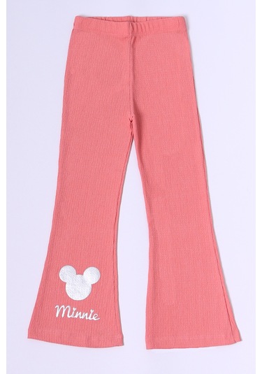 Kız Çocuk Tayt İspanyol Paça Karakter Nakışlı F15 Somon