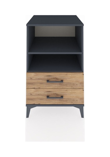 Kronos Komodin 2 Raflı 2 Çekmeceli 60x59x96 Antrasit-çam Antrasit