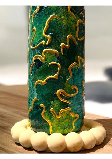 El Yapımı Altın Varaklı Yağdanlık Tasarım Sunum Standı İle Şık Mutfaklar Ve Sofralar Yeşil