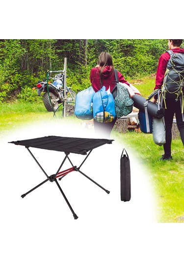 Homyl Açık Taşınabilir Katlanır Alüminyum Masa Hafif Siyah Siyah Çok Renkli