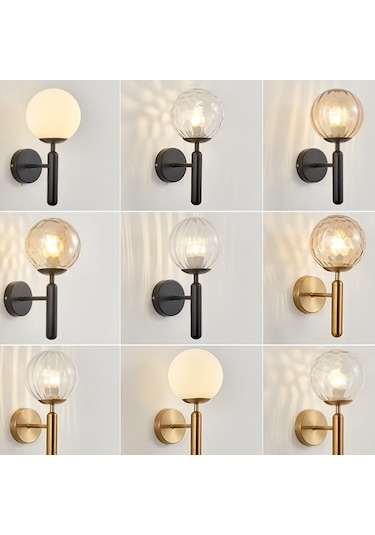 Yuvarlak Cam Led Duvar Işığı For 12w Warm Light Beyaz Siyah