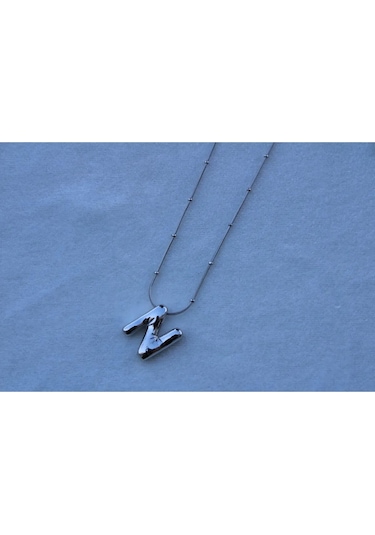 Byantep Balon Harf Çelik Kolye N Harf Silver Gri