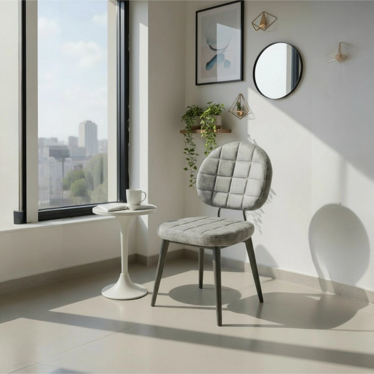 Dengema Palermo S25 Sandalye Antrasit Kumaş, Siyah Metal Ayak Antrasit - Siyah Ayak