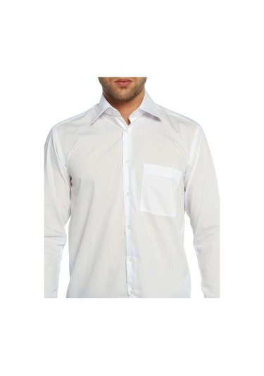 Beyaz Klasik Kesim Uzun Kol Düz Renk Erkek Gömlek // 150-1 Beyaz (345585042) Beyaz