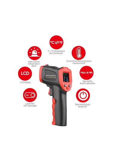 Moveevo -50 400 /-58 752 Renkli Ekranlı Kızılötesi Termometre Ir Lazer Termometre Elde Taşınabilir Temassız Dijital Sıcaklık