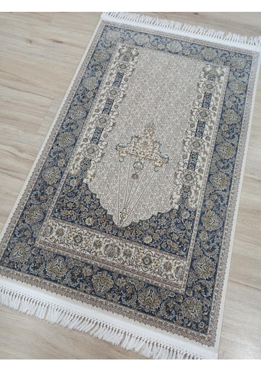 100 Tarak İpeksi Seccade Krem Dark Blue Krem Mavi