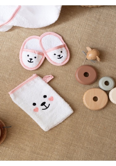 %100 Pamuk Kutulu Hediye Yenidoğan/bebek Bornoz Seti 4 Parça / Kelebek Süt Beyaz