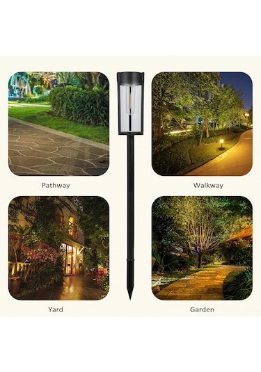 Geeroyoo Güneş Enerjili Bahçe Aydınlatma Led Lamba, Ip65 Su Geçirmez, 2'li Paket, Siyah