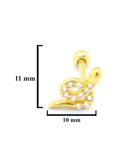 Ferizz Altın Kaplama Zirkon Taşlı Yılan Piercing Prc-154
