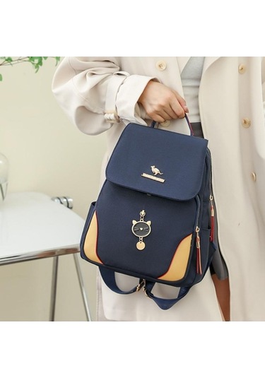 Luckydog Lacivert Kadın Moda Çok Yönlü Naylon Sırt Çantaları Su Geçirmez Büyük Kapasiteli Bayanlar Okul Çantaları Kadın Seyah Lacivert