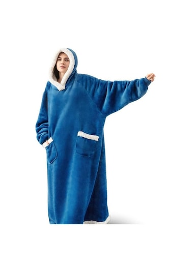 Sones Tembel Battaniye Kuzu Yünü Tv Battaniyesi Giyilebilir Battaniye Tavuskuşu Mavisi