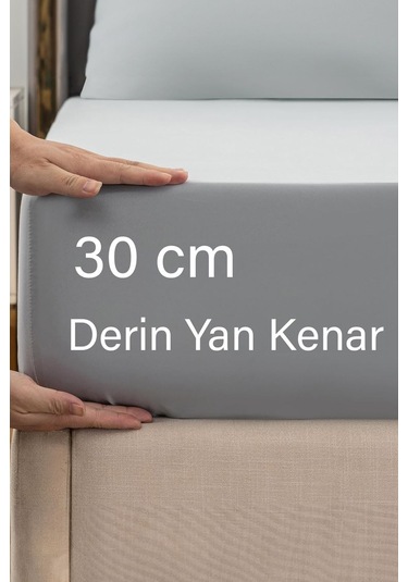 Ranforce Gri Pamuklu Tek / Çift Kişilik Battal Tam Kenar Lastikli Çarşaf 14 Renk Fıtted Gri