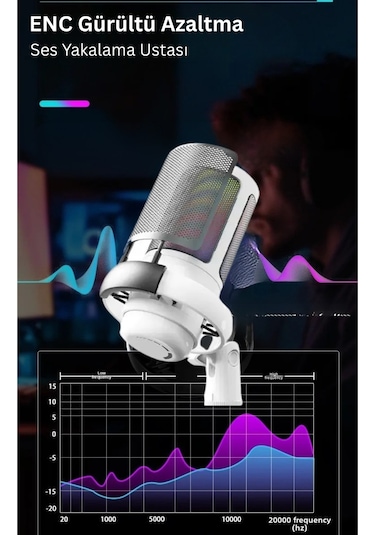 Rgb Mikrofon Seti Stream Sgaming Işıklı Mikrofon Ses Kayıt Cihazı