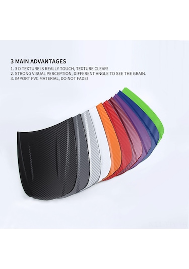 Dianziye Araba Pvc 3d Karbon Fiber Sticker, 70% Isı Yalıtımı, 127x10 Cm Bordo Rengi, Vücut Korozyon Ve Çizik Koruması, Dekoratif Film