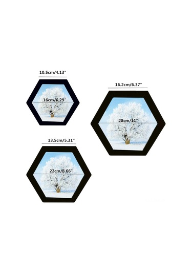 Hfambition Ahşap Altıgen Duvar Fotoğraf Çerçevesi Seti - 2'li, Ev Ve Ofis Dekoru İçin Şık Tasarım