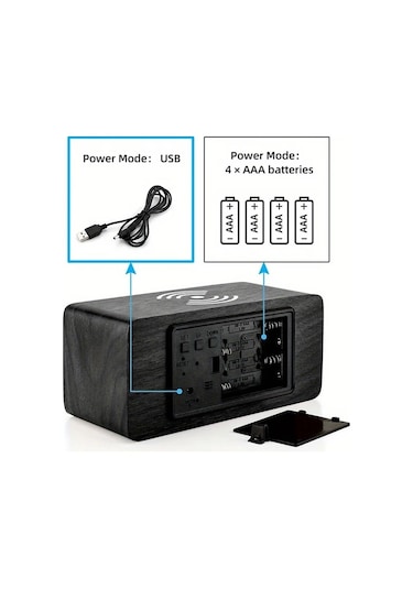 Motion003 3ü 1 Arada Kablosuz Sarj Cihazi Saat Ve Sicaklik Fonksiyonlu 15w Hizli Sarj Siyah İphone 16 15 14 13 12 Pro Max Uyumlu