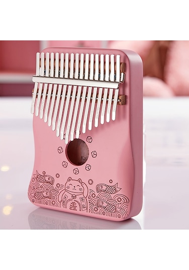 Midex KLX - 350 Pembe Kalimba Gerçek Ağaç 17 Tuşlu Full Set