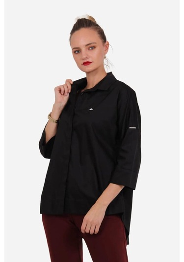 Kadın A Kesim Rahat Gömlek Frn1100 Siyah