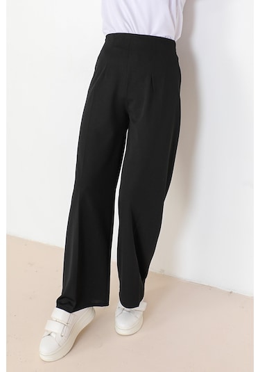 Bestenur Palazzo Scuba Kadın Pantolon 866 - Siyah