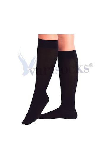 Orta Basınç Ccl 2 Diz Altı Burnu Kapalı Siyah Varis Çorabı Çorap