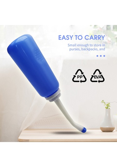 Yuntech01 Mavi 500ml Taşınabilir El Tipi Bidet - 2 Adet Uzun Fön, Seyahat Çantası Ve Toz Kapaklı Hijyen Aleti Mavi