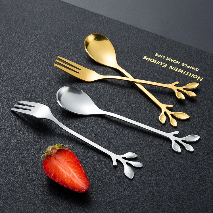 Youmex Altın Kaplama Paslanmaz Çelik Çay Kaşığı - Doğa Motifi Dal Şekilli Kahve Karıştırıcı, Tatlı Ve Meyve Kaşıği Seti Diğer