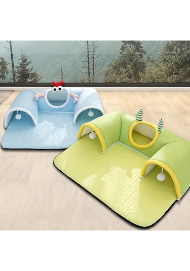 Honeybeeshop Latex Kedi Tüneli Yatak 33.46x27.56inch Monster 3 Açıklıklı Rahat Yaz Matı 1-8kg Kedi Tavşan Hamster İçin Dayanıklı Polyester