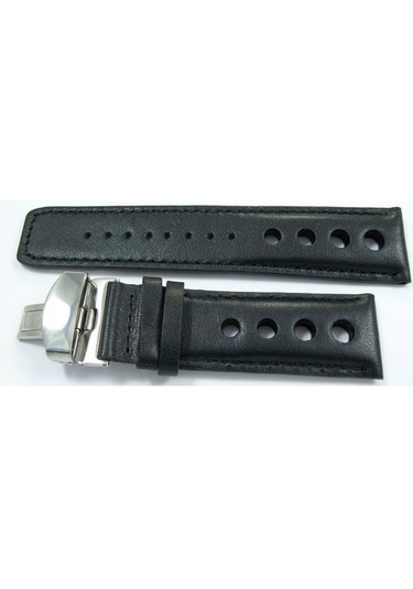 Bizon Deri Saat Kayışı 22Mm Spor Siyah Klipsli Saat Kordonu (305393561)