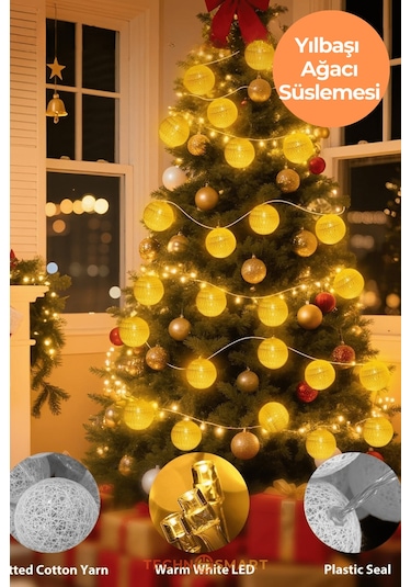 Technosmart 10 Led Pilli Dekoratif Top Işık Zinciri Sarı