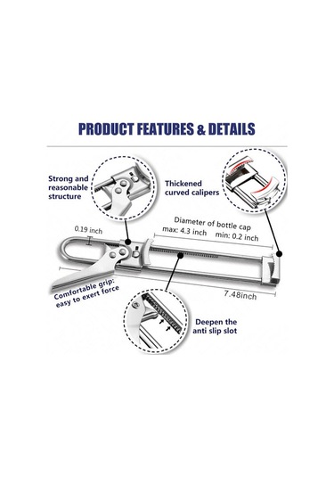 Şişe Açacağı, Ayarlanabilir Çok İşlevli Paslanmaz Çelik Konserve Açacağı, Manuel Konserve Açacağı Mutfak Aksesuarı, Kolay Açılan Ayarlanabilir Konserve Açacağı Pl Diğer
