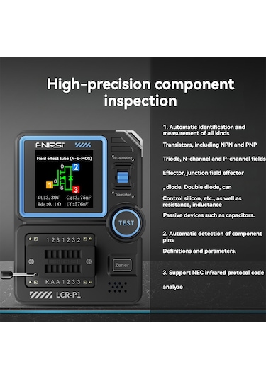 Fnırsı Lcr-p1 Transistör Test Cihazı Diyot Triyot Kapasite Test Cihazı Direnç Lcr Esr Test Cihazı Mosfet Npn Pnp Smd Çok Fonksiyonlu Test Cihazı