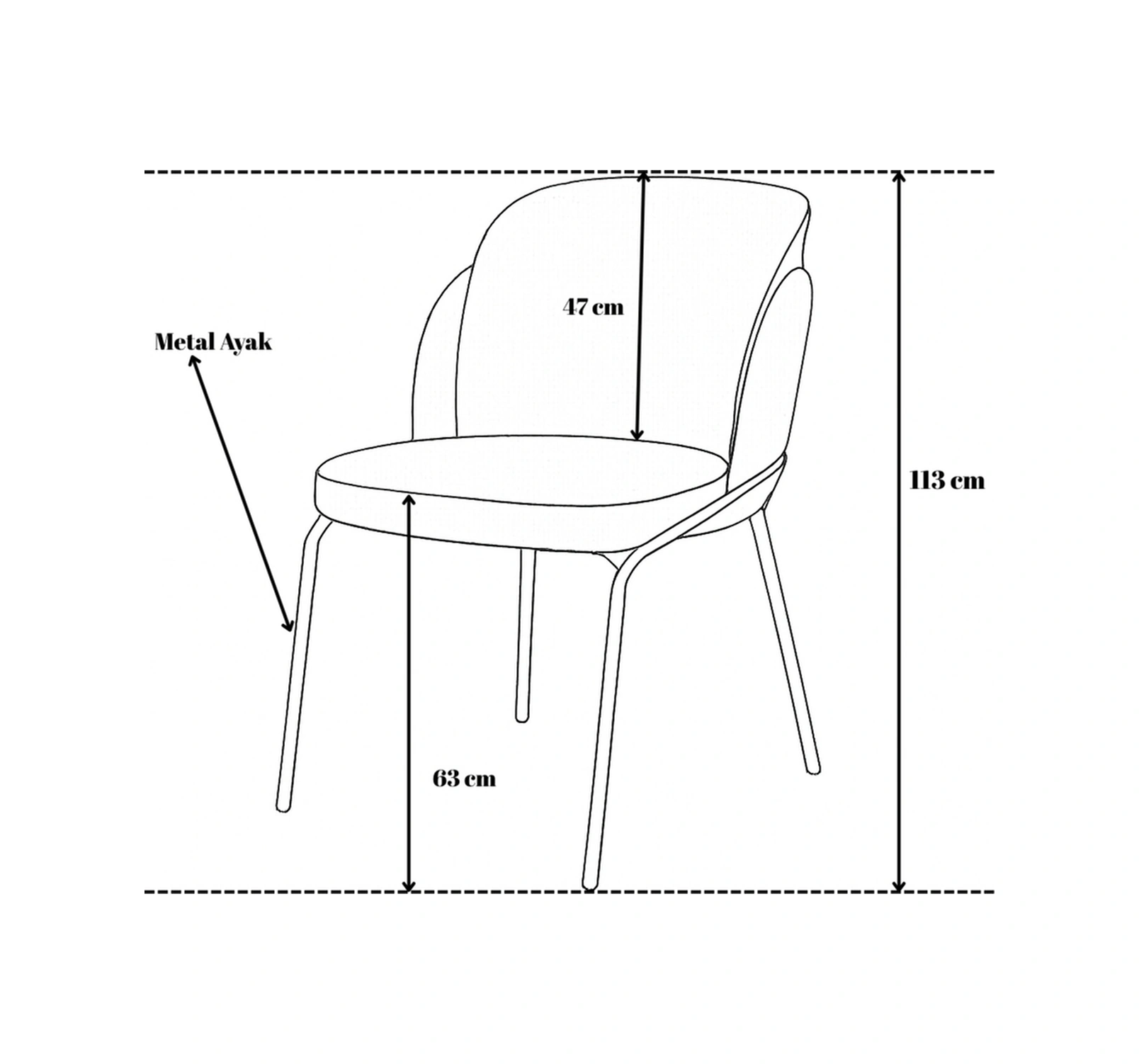 Dengema Rio Alp S26 Sandalye Gri Kumaş, Siyah Metal Ayak Gri - Siyah Ayak